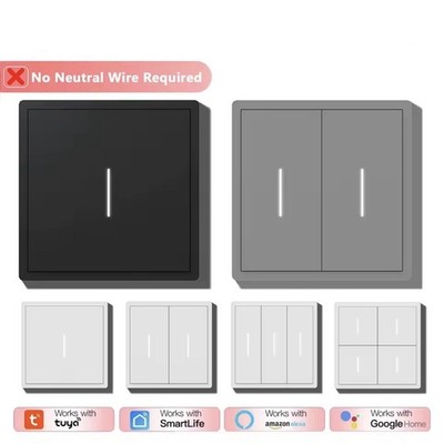WLAN Smart Touch Wand Lichtschalter kein Neutral 1-4 Gang Tuya Alexa Google Home