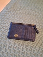 Tory Burch PreOwned Navy Pebble Grain Leather Credit Card Holder