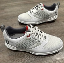 Size 7 FootJoy Fury Spiked White Red 51100 Athletic Golf Shoes Sneakers