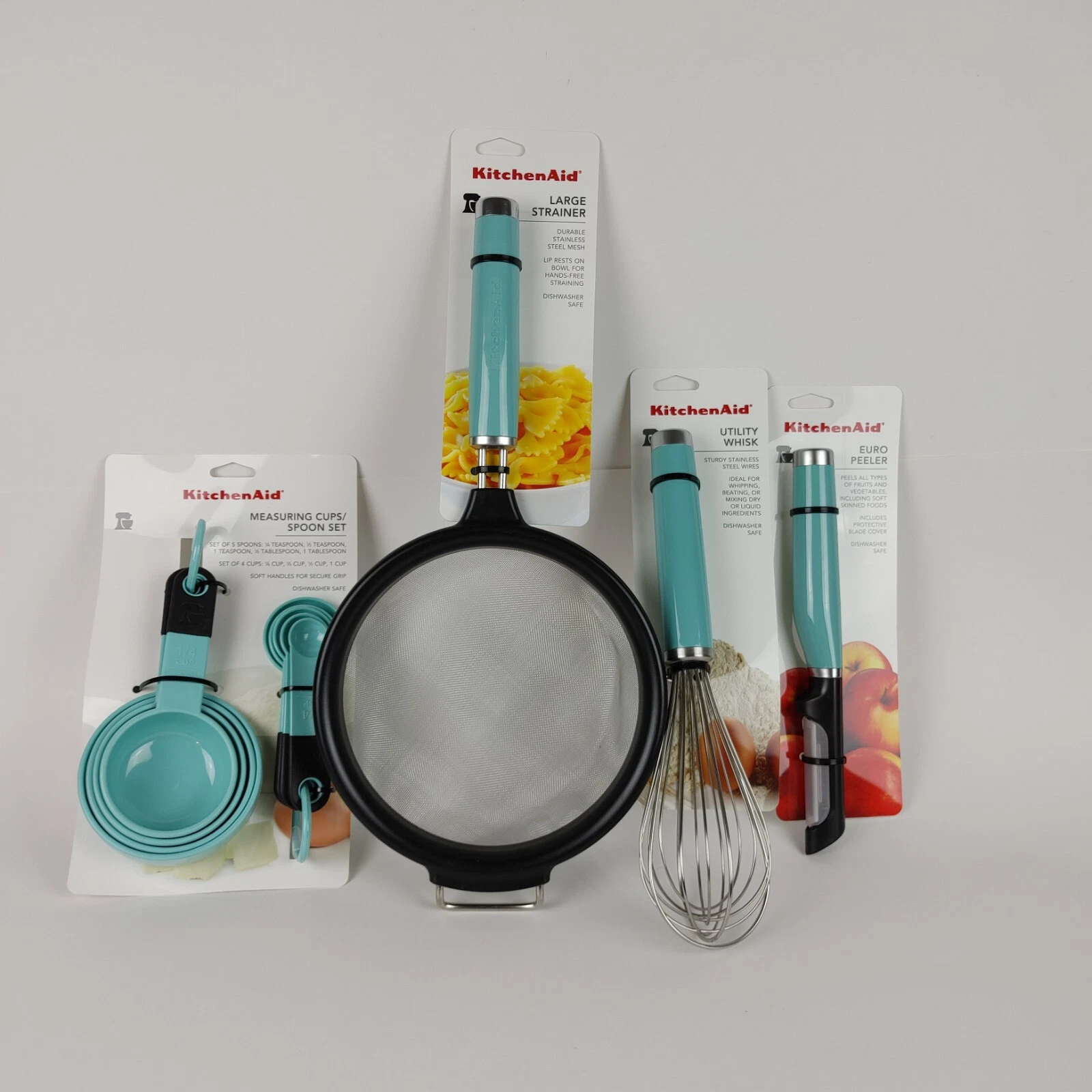 Set of 12 KitchenAid Aqua Sky Measuring/Spoons Whisk Peeler LG Strainer HAQA