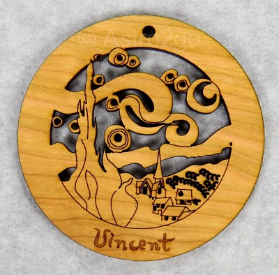 STARRY NIGHT-VINCENT VAN GOGH-Art Astronomy Science Timber Green wooden ornament