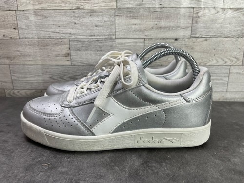 Diadora Sneakers Women 7M B. Elite Running Shoes Silver White Leather Lace Up - Picture 9 of 17