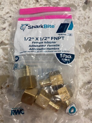 SharkBite 5 PACK PEX 1/2'' x 1/2'' FNPT Female Adapter Brass