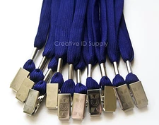 WHOLESALE 100 PCS NAVY BLUE ID BADGES STRAP HOLDER NECK LANYARDS BULLDOG CLIP