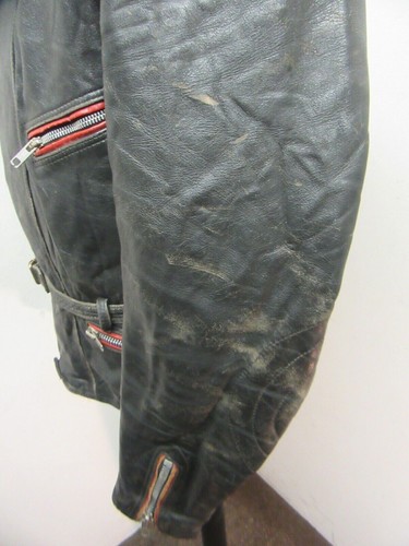 VINTAGE 70'S GERMAN LEATHER PERFECTO MOTORCYCLE JACKET SIZE UKM - Picture 15 of 24