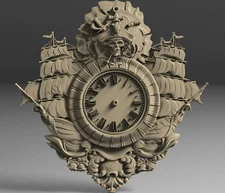 3D STL Model WALL CLOCK PIRATE & SHIPS for CNC Router Aspire Artcam 3D Printer 