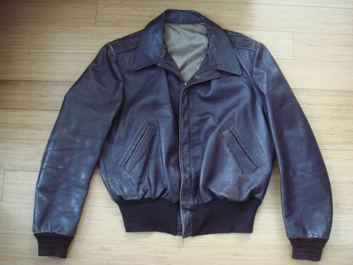 Vtg 40s Brown Leather A-2 Style Flight Jacket Talon Bomber Vtg 40s Brown Leather A-2 Style Flight Jacket Talon Bomber