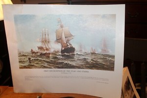 Vintage United States Navy Recruitment Poster We Are Ready Now Mayflower Return
