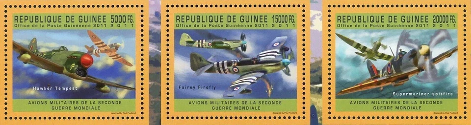 Sello de aviones militares ingleses Hawker Tempest Fairey Firelli Super Marine MNH Foto 3 de 4