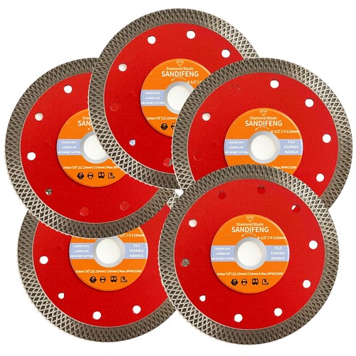 Sandifeng 4.5Inch 5Pack Super Thin Diamond Saw Blades Tile Cutting