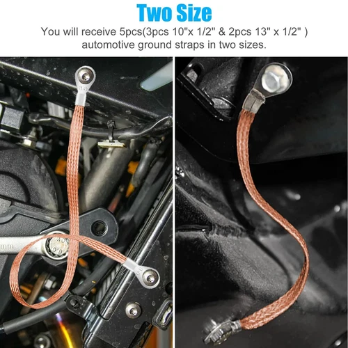 Automotive Car Truck Firewall Body Frame Copper Engine Ground Strap Cable Kit - Picture 15 of 31