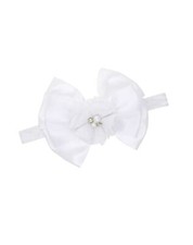 Baptism Christening Headbands Baby Girls Flower Lace Hair Hand White Flower Bow