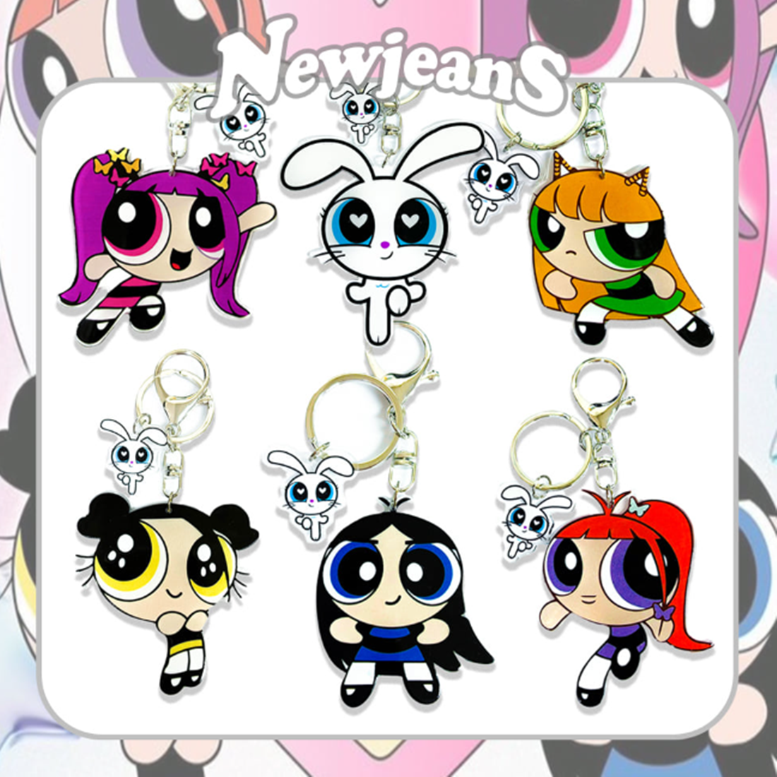 NewJeans Powerpuff Girls Acryl Keychain Keyring Plush Hanni