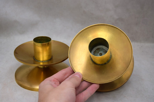 Pair Of Brass Altar Candlesticks, Used, 4" Ht. (CU533) Chalice Co. - Picture 3 of 10