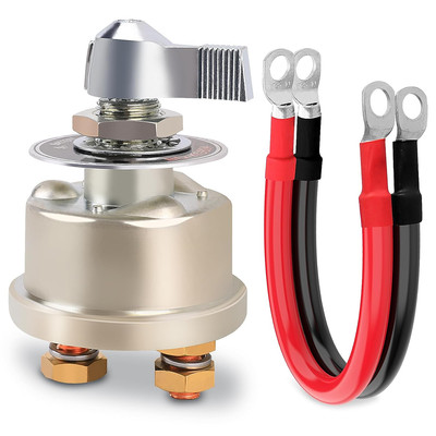 200A Battery Disconnect Switch with 4 AWG Cables for Vehicles and Marine Use