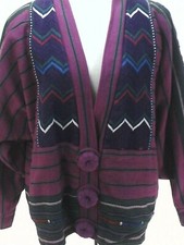 Vtg Guatemala Pink Woven Jacket Colorful Ethnic Geometric Women's Fits M To L