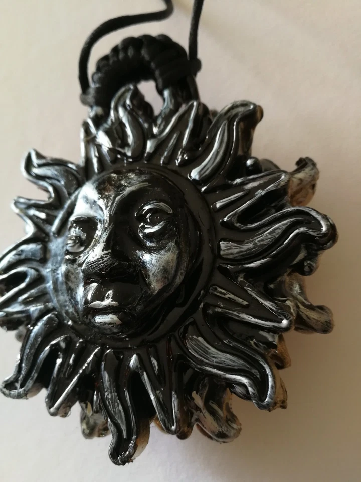 Black Sun Moon Astrology Sign Necklace Pendant Gothic Jewelry Witchcraft Symbols - Image 3 of 4