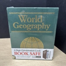 3 Digit Combination Lock Book Safe: World Geography 4090 Green