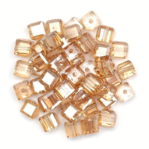 Smoke Cube Faceted Crystal Glass Beads - 1 Strand (approx 100 Beads) 6mm x 6mm - Picture 3 of 4