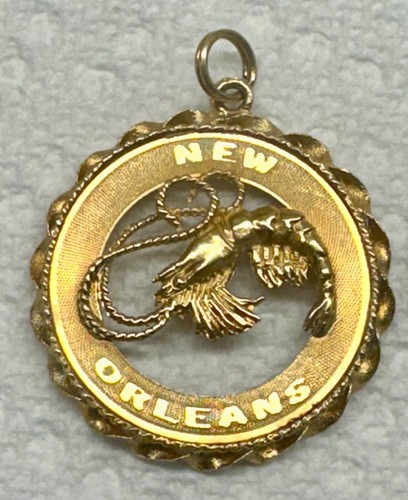 GOLD UNIQUE 3D 14K Yellow Solid Gold NEW ORLEANS SHRIMP Bracelet Charm 5gr - Picture 6 of 7