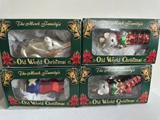 Lot of 4 Merck Family Old World Christmas Ornaments Texas Flag, Squirrel Kitten