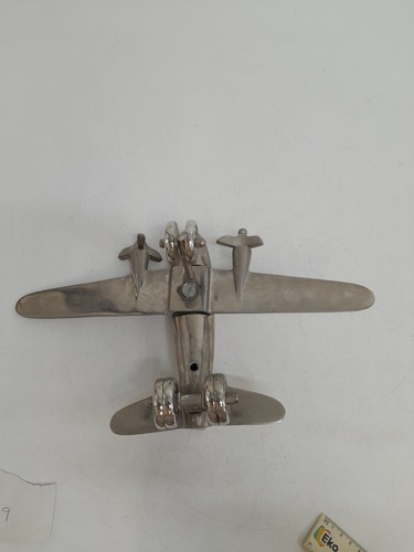VTG Art Deco Airplane Diecast Aluminum WWII DC3 Wheels Military Handmade Glossy - Picture 5 of 5