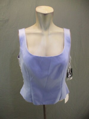 NWT ZOLA EVENING Size 12 Womens Blue Square Neck Back Zip Sleeveless Topo 455