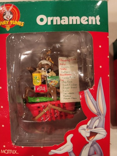 Trevco/Matrix Looney Tune 2X Tasmanian Devil Christmas Ornament Lot (One Broken) - Picture 7 of 12