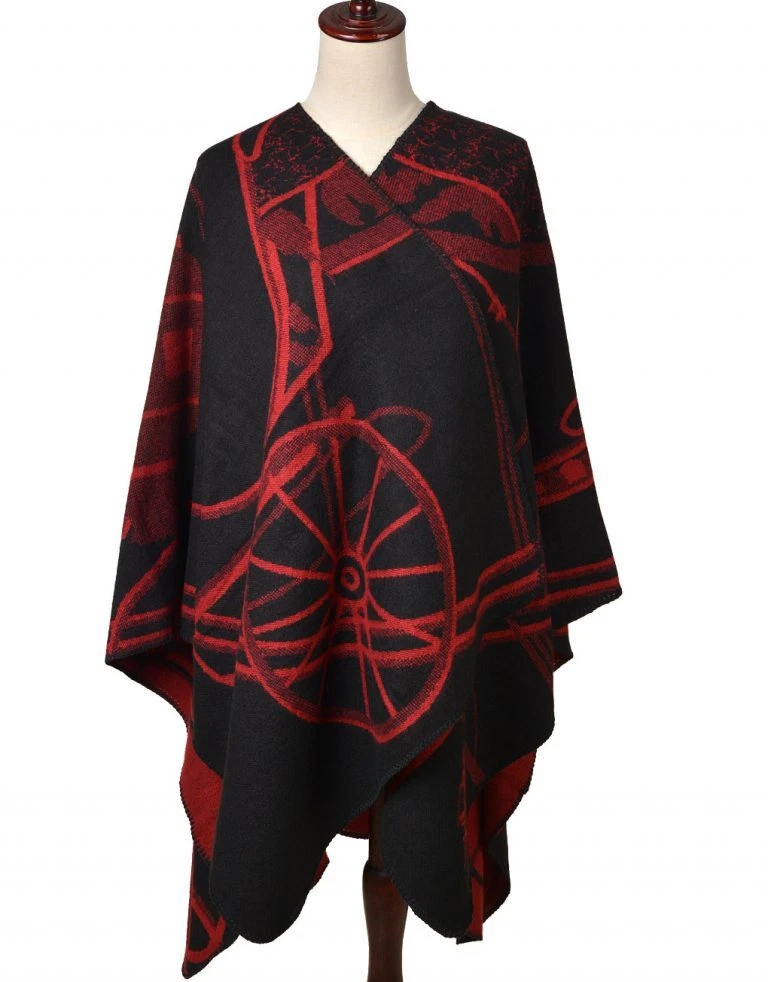 Stylish Wheel Print Ladies One Size Open Ponchos Women Shawls Wraps 6683