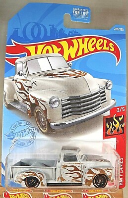 2021 Hot Wheels #229 HW Flames 3/5 '52 CHEVY Flat Gray w/Black DD8 Sp Gold Rims