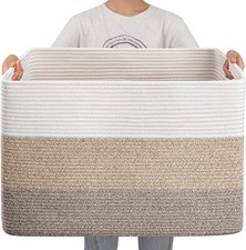108L Super Large Blanket Basket, 108L Rectangle Woven Baskets for Storage