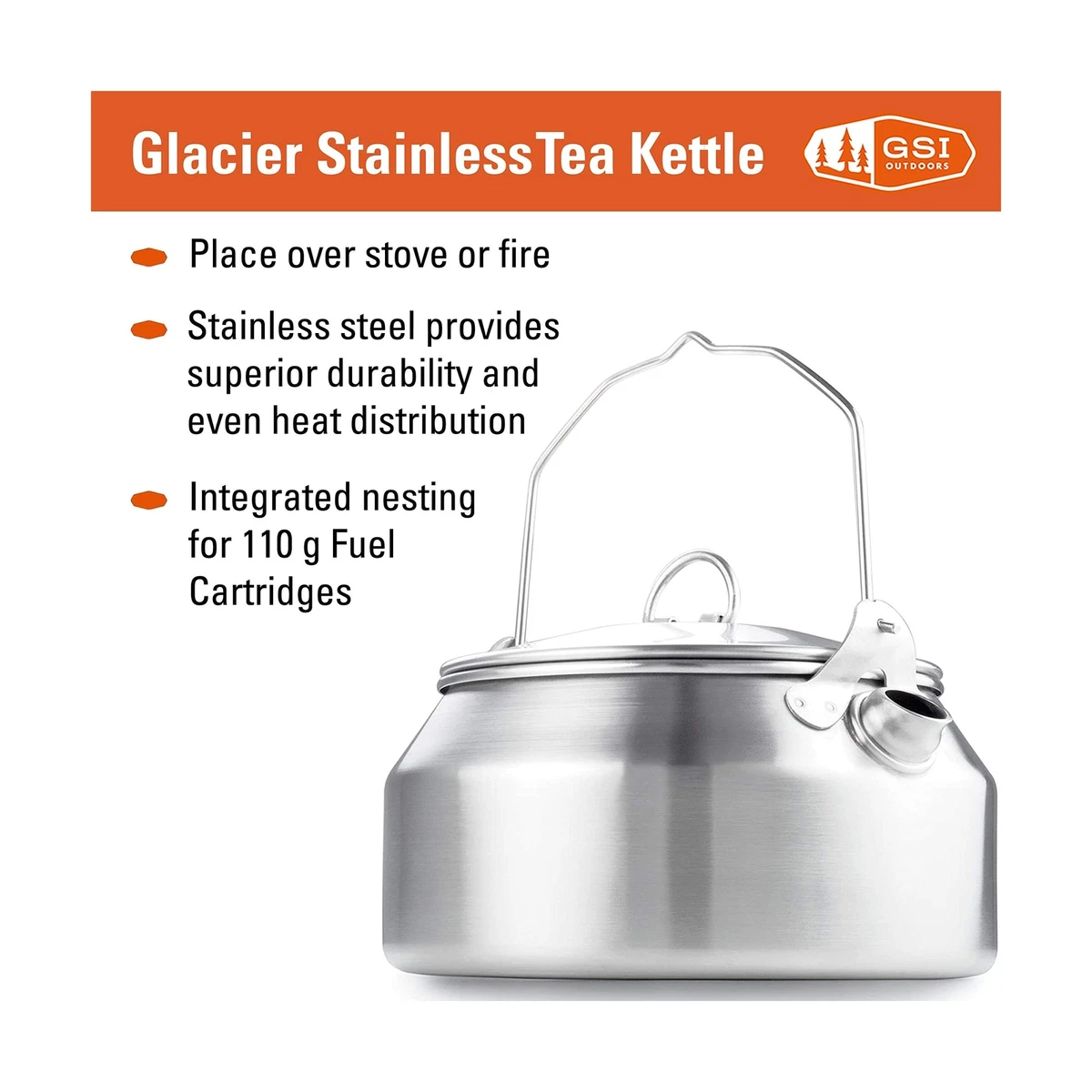 GSI Outdoors Glacier Stainless Steel Camping Kettle