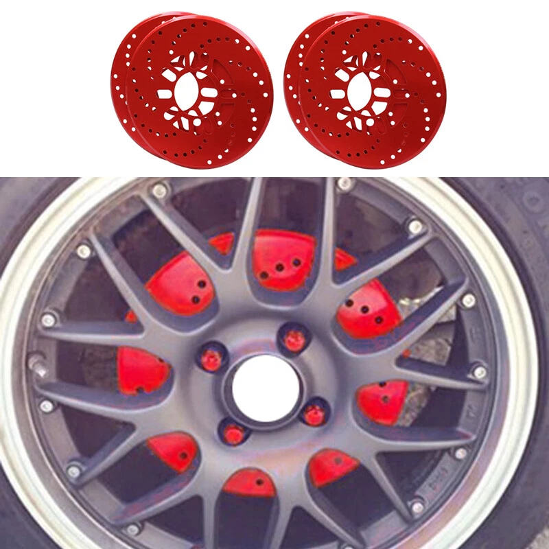 Cubierta de disco de freno de rueda de aluminio duradera para automóvil 4 piezas rotor decorativo perforado en cruz Foto 3 de 4