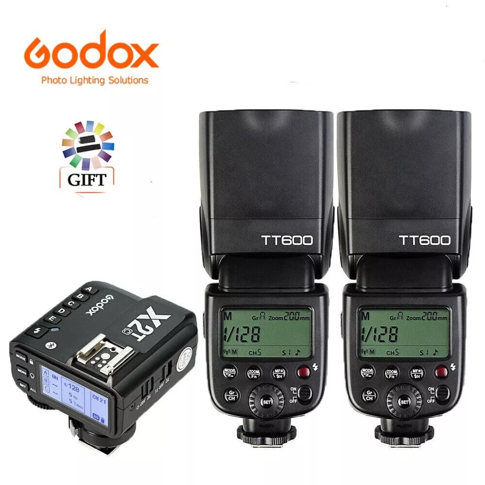 2* Godox TT600 2.4G HSS Camera Flash Speedlite with X2T-C