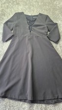 Zara Basic Dress Women's Medium Black V Neck Zip Back Casual Party Business
