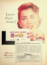 Original 1956 Vintage Print Ad: Union Pacific Railroad, Serves all the West