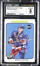 2001-02 Upper Deck Vintage #169 Brian Leetch JSA AUTO 9 - CGC 8