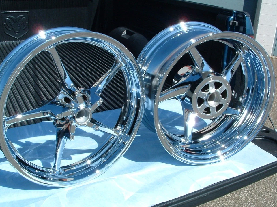 Yamaha Warrior Chrome Rim Service Polished Rotors Performance EDGE Wheel XV 1700 - Image 3 of 4