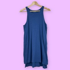 GAP XS Double Layer Linen Blend Dress Comet Blue Sleeveless Mini Tent Tunic