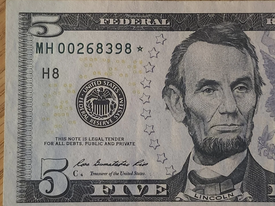 2013 $5 "STAR NOTE" ST LOUIS DISTRICT MH00268398* RUN #1 320K - Image 3 of 4