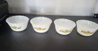 4 VINTAGE FIRE KING ROOSTER MILK GLASS BOWL/CUSTARD CUP