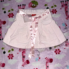 Esprit Girls Vintage Skirt 3T White/Pink A-Line Short Bow Accent Belt Loops