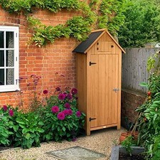 Slim Wooden Garden Shed Outdoor Storage Lockable Tall Compact Shed with Shelves