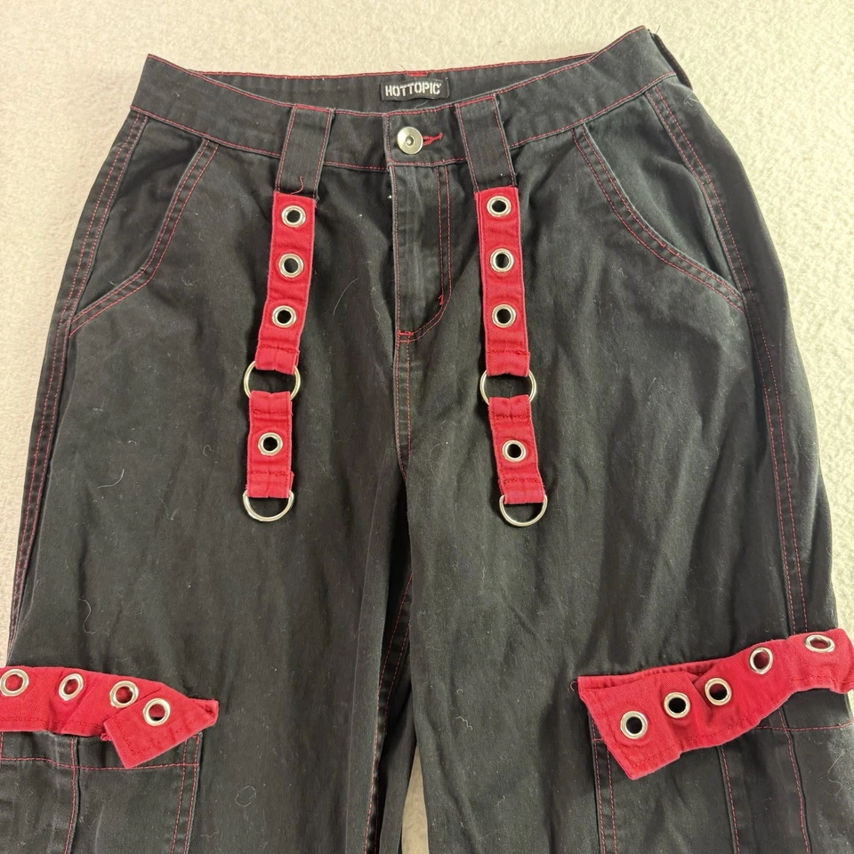 Vintage Y2K Hot Topic Womens Black Red Pants Goth Punk TRIPP NYC Style Size 3 - Image 2 of 4