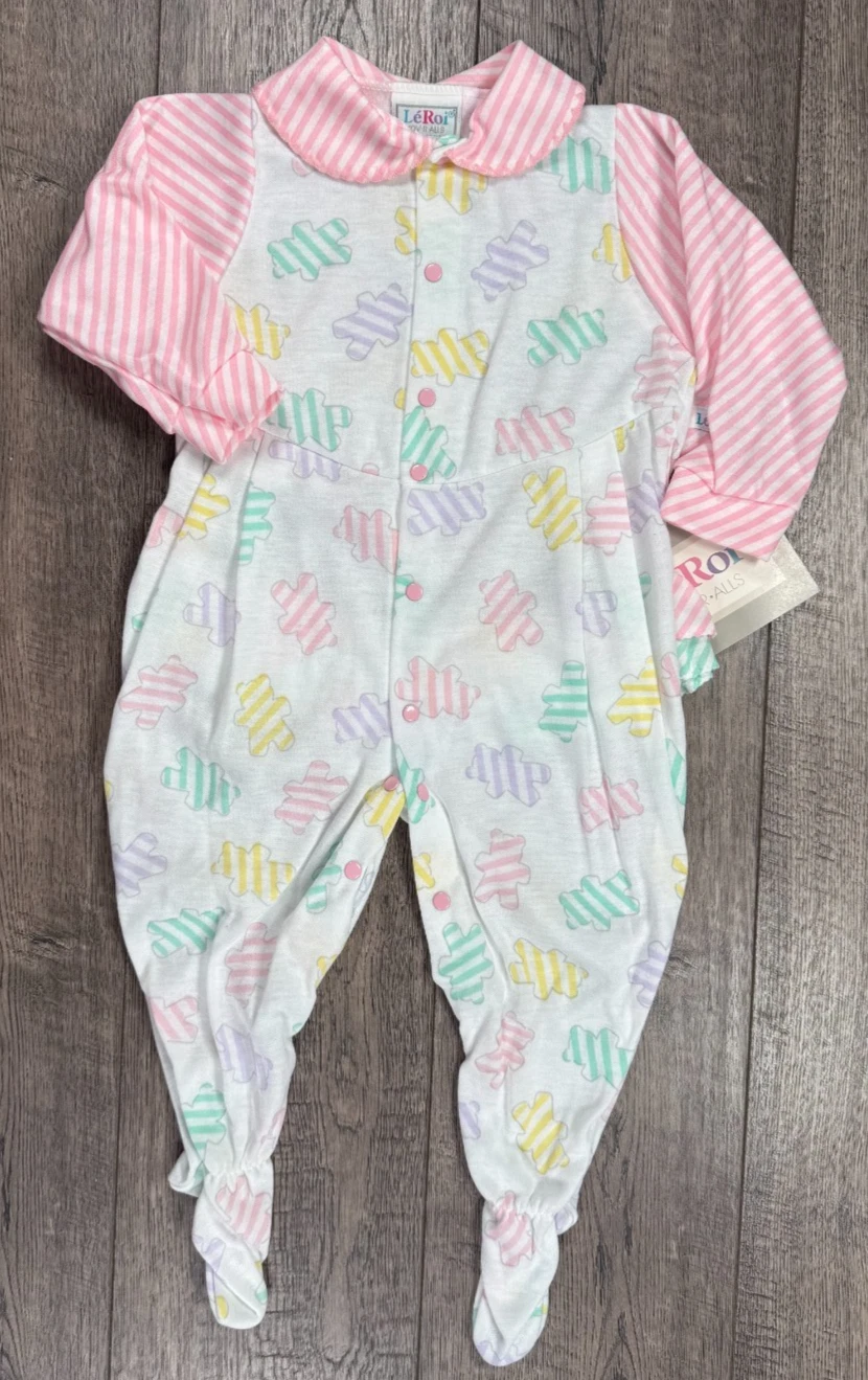 Baby Girl Clothes New Vintage LeRoi 6-9 Month 18-23lb Little Bears Footed Outfit