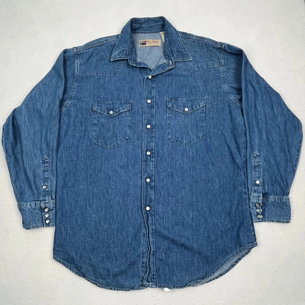 Big Mac Long Sleeve Button-Up Casual Button-Down Shirts for Men