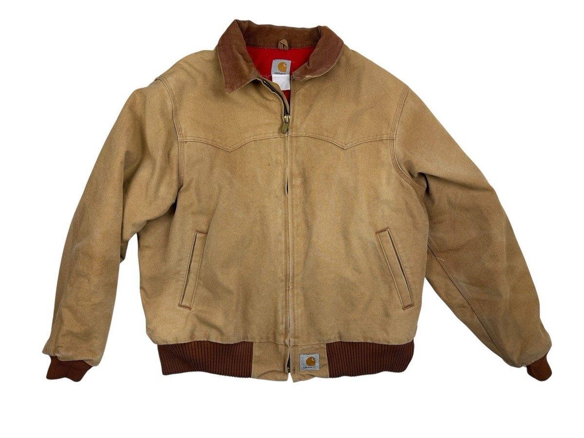 Vintage Carhartt Jacket Santa Fe Brown Red Quilted Lined J13 XL