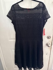 Signature By Sangria Womens Black Lace Fit & Flare Dress Size 18 New With Tags