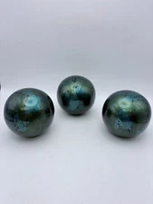 Pier 1 Imports 4" Decorative Teal Blue Green Bowl Vase Filler Balls Set Of 3