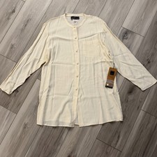 NWT Vintage Carole Little Ivory Button Down Tunic Shirt Blouse Size 4 USA Made